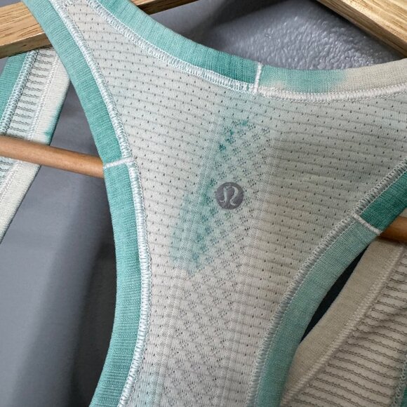 LULULEMON heather tranquil blue tie dye swiftly tank size 10 - Picture 4 of 7